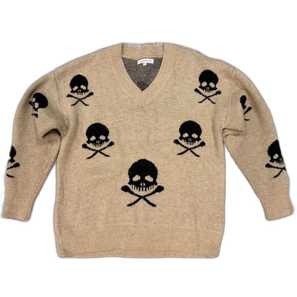 Y2K Goth Grunge Skull V-Neck Sweater - Size S - Picture 2 of 9